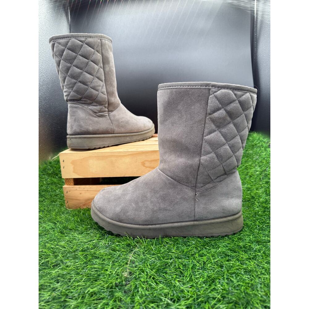 White Mountain- Grey - Quilted/Suede Mid Calf Boots- Size 7W